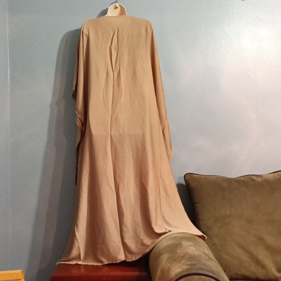 Champagne women's batwing maxi dress lace up front size 2x - Picture 15 of 17